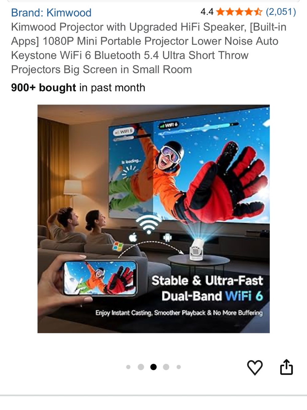 Kimwood Portable Mini Projector in White - Picture 6 of 9